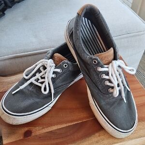 Sperry Men's Charcoal and White Boat Shoes 10 1/2